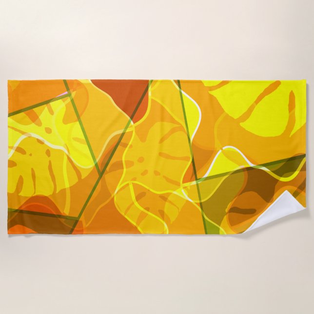 ABSTRACT TROPICAL LEAVES  BEACH TOWEL (Front)