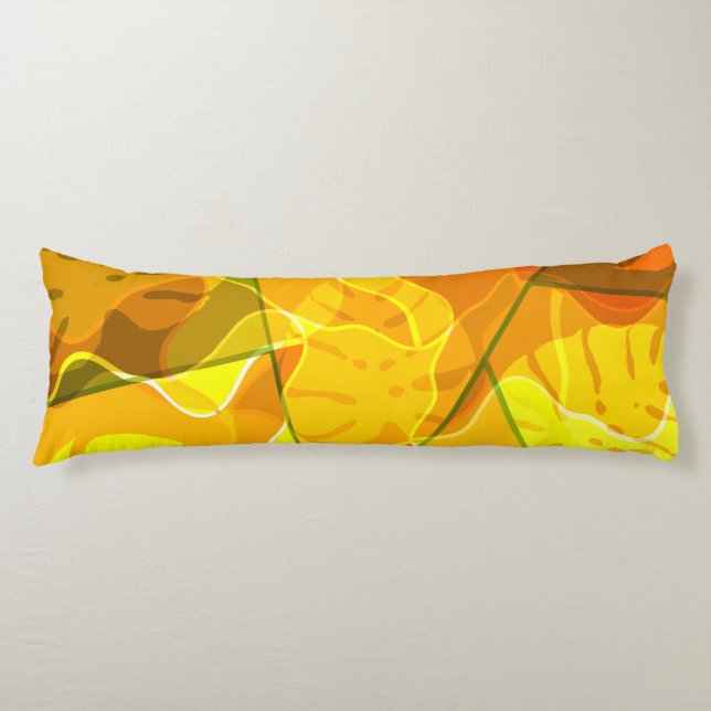 ABSTRACT TROPICAL LEAVES  BODY CUSHION (Front)