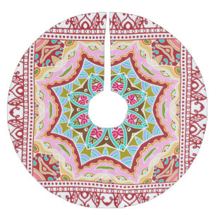 Abstract Tropical Leaves Diverse Pattern Brushed Polyester Tree Skirt