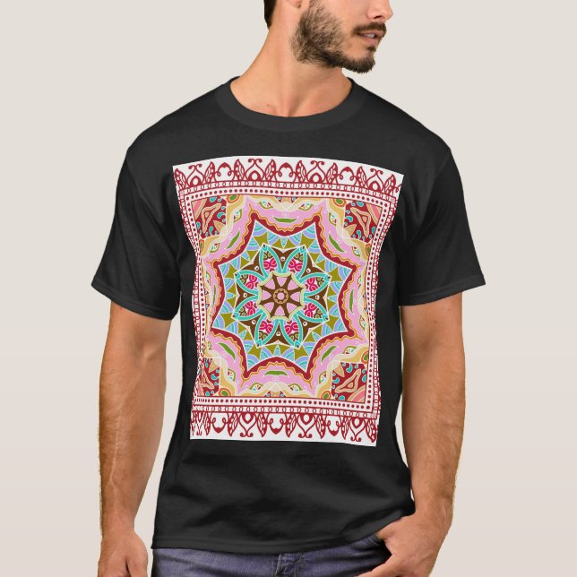 Abstract Tropical Leaves Diverse Pattern T-Shirt (Front)