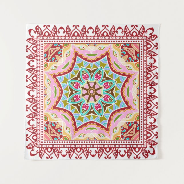 Abstract Tropical Leaves Diverse Pattern Tapestry (Front)