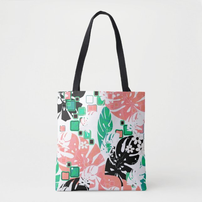 Abstract tropical leaves exotic monstera palm mode tote bag (Front)