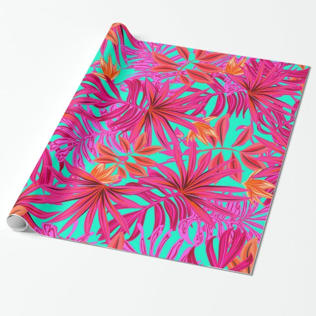 Abstract Tropical leaves Garden Elegant Floral  Wrapping Paper (Unrolled)