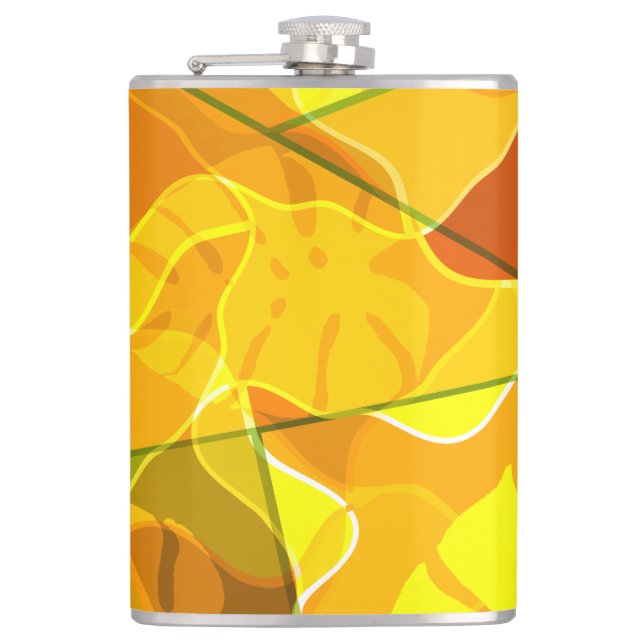ABSTRACT TROPICAL LEAVES   HIP FLASK (Front)
