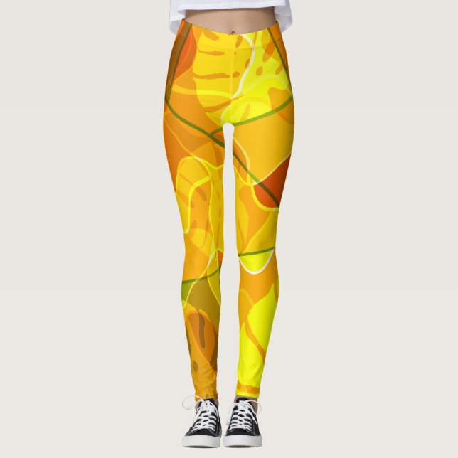 ABSTRACT TROPICAL LEAVES   LEGGINGS (Front)