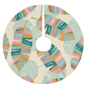 Abstract Tropical Leaves: Modern Seamless Brushed Polyester Tree Skirt