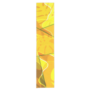ABSTRACT TROPICAL LEAVES SHORT TABLE RUNNER