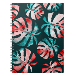 Abstract Tropical Leaves, Watercolor Bright. Notebook