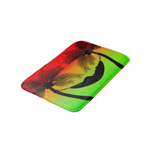 Abstract Tropical Life Hammock Silhouette Bath Mat