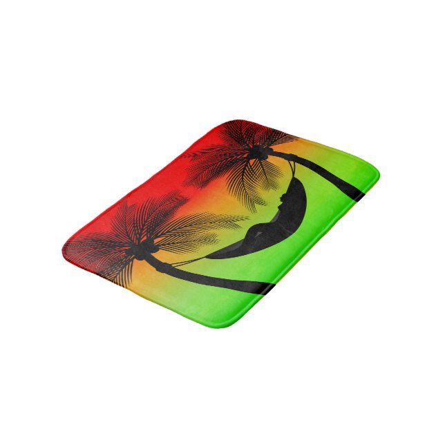 Abstract Tropical Life | Hammock Silhouette Bath Mat (Angled)
