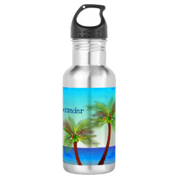 Abstract Tropical Life Palm Silhouette Hammock 532 Ml Water Bottle