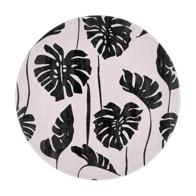 Abstract Tropical Monstera Palm Art Cutting Board (Front)