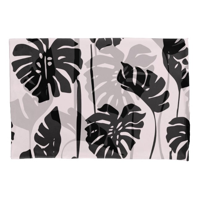 Abstract Tropical Monstera Palm Art Pillowcase (Front)