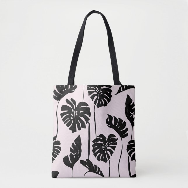 Abstract Tropical Monstera Palm Art Tote Bag (Front)