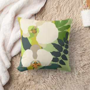 Abstract Tropical Orchids Modern Home Decor  Cushion