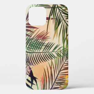 Abstract tropical plants pattern. Vintage illustra iPhone 12 Case