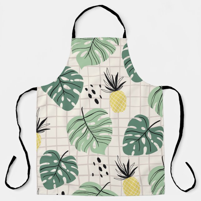 Abstract tropical seamless pattern with palm leaf  apron (Front)