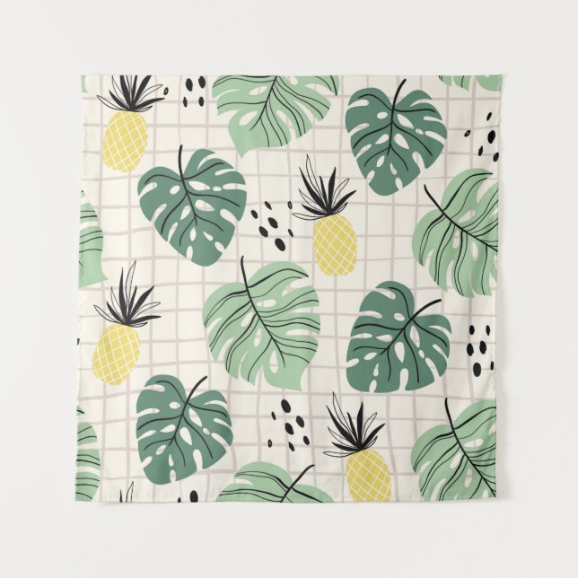 Abstract tropical seamless pattern with palm leaf  tapestry (Front)