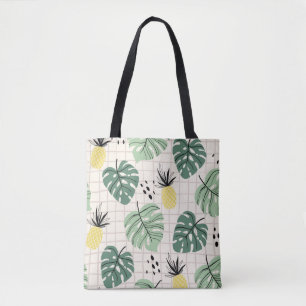 Abstract tropical seamless pattern with palm leaf  tote bag