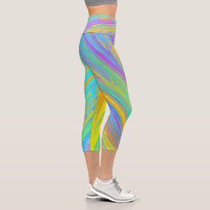 Abstract Tropical Summer Fun Capri Leggings