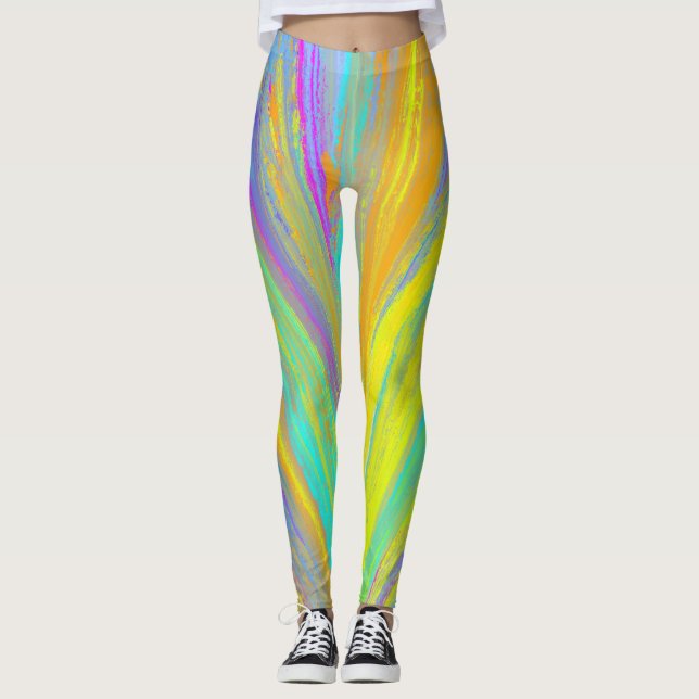 Abstract Tropical Summer Fun Leggings (Front)