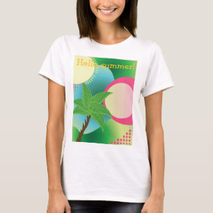 abstract tropikal illustration, hello summer T-Shirt