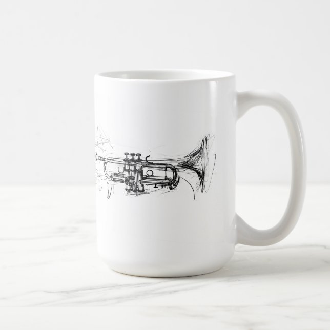 Abstract Trumpet Sketch Coffee Mug (Right)
