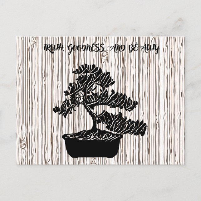 Abstract Truth Goodness Beauty Bonsai Tree quotes Holiday Postcard (Front)