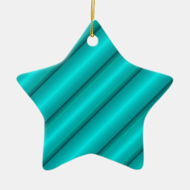 Abstract Tubes in Teal Ceramic Tree Decoration (Front)