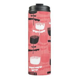 Abstract tulip flowers silhouette seamless pattern thermal tumbler