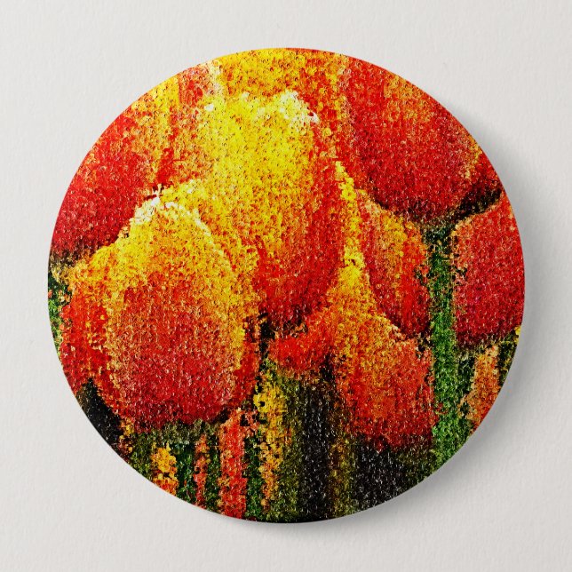 Abstract Tulip Painting Art Button (Front)