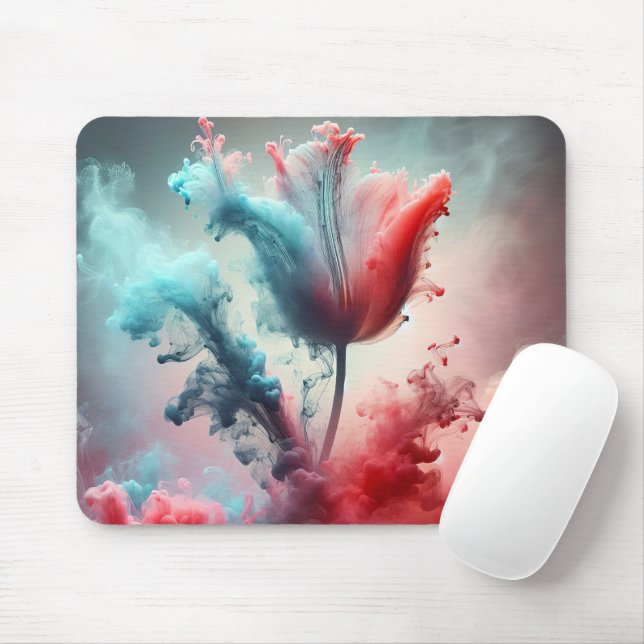 Abstract Tulip With Smoky Clouds Mouse Mat (With Mouse)