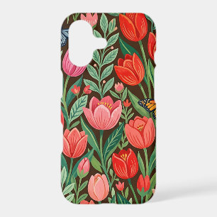 Abstract Tulips Butterflies Folk Art iPhone Cases
