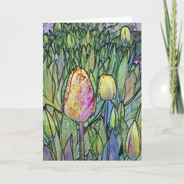 Abstract Tulips Card (Front)