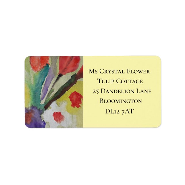 Abstract Tulips & Spring Flowers Address Label (Front)