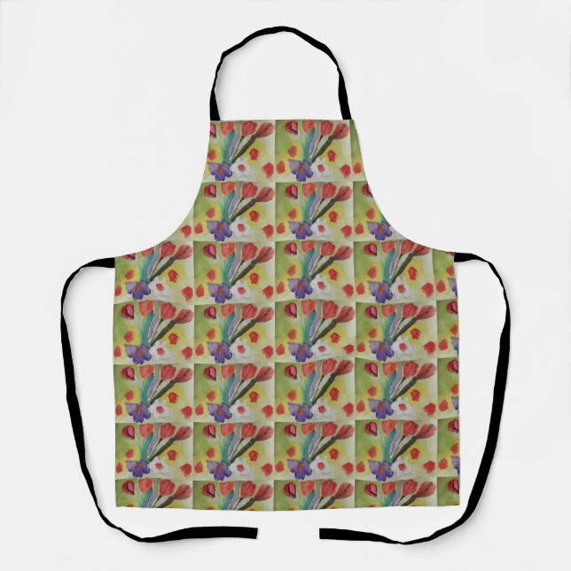 Abstract Tulips & Spring Flowers Apron (Front)