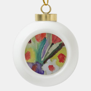 Abstract Tulips & Spring Flowers Ceramic Ball Christmas Ornament