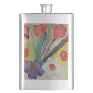 Abstract Tulips & Spring Flowers Classic Hip Flask
