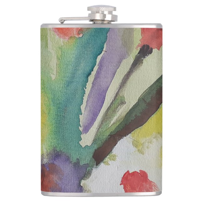 Abstract Tulips & Spring Flowers Hip Flask (Front)