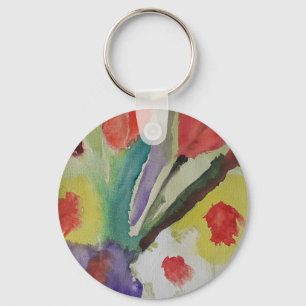 Abstract Tulips & Spring Flowers Key Ring