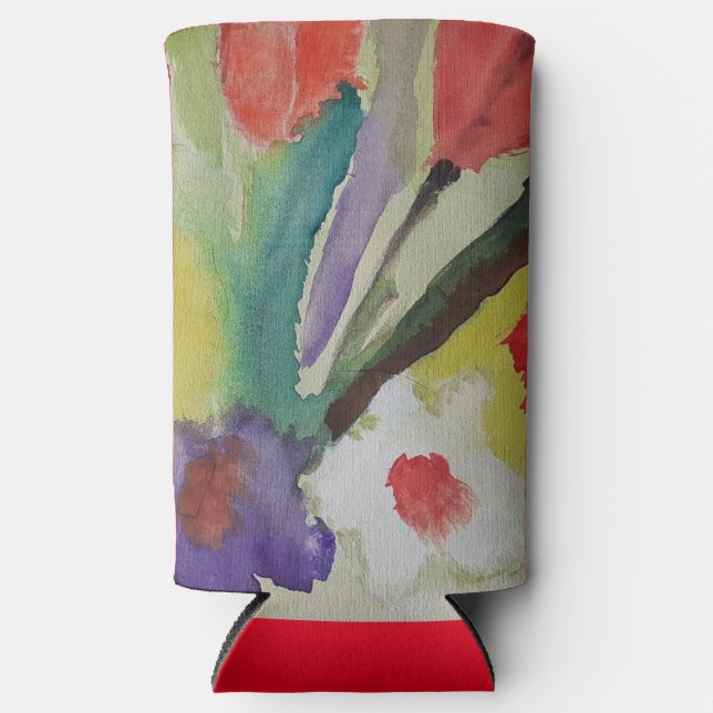 Abstract Tulips & Spring Flowers  Seltzer Can Cooler (Front)