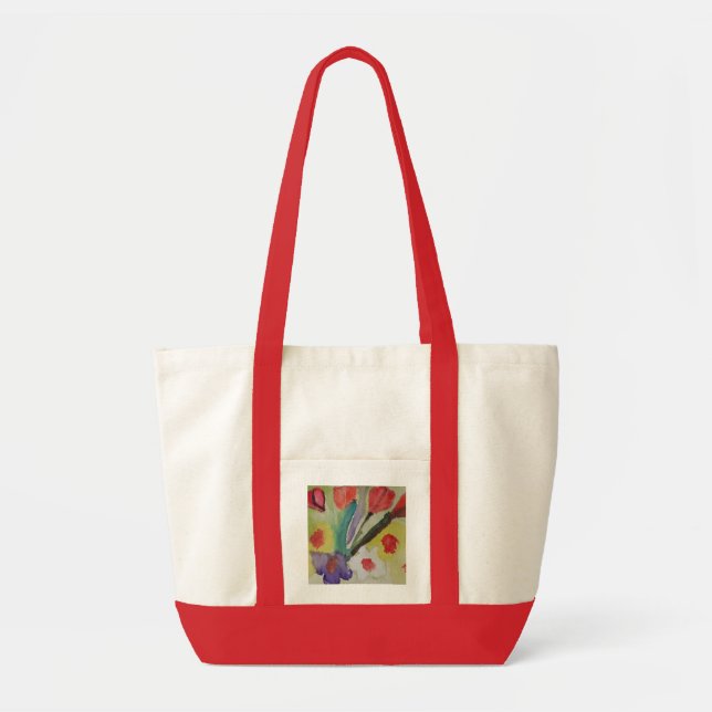 Abstract Tulips & Spring Flowers Tote Bag (Front)