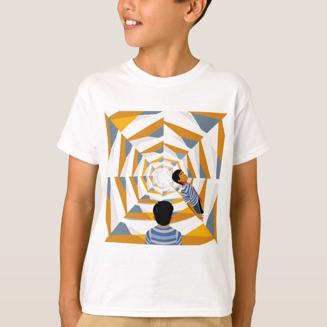 Abstract Tunnel Perspective with Two Figures T-Shirt (Front)