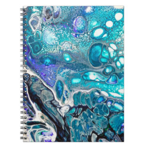 Abstract Turquoise and Blue Paint Cell Swirl Notebook