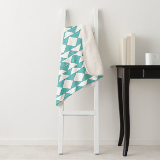 Abstract Turquoise Blue Dots Pattern Sherpa Blanket