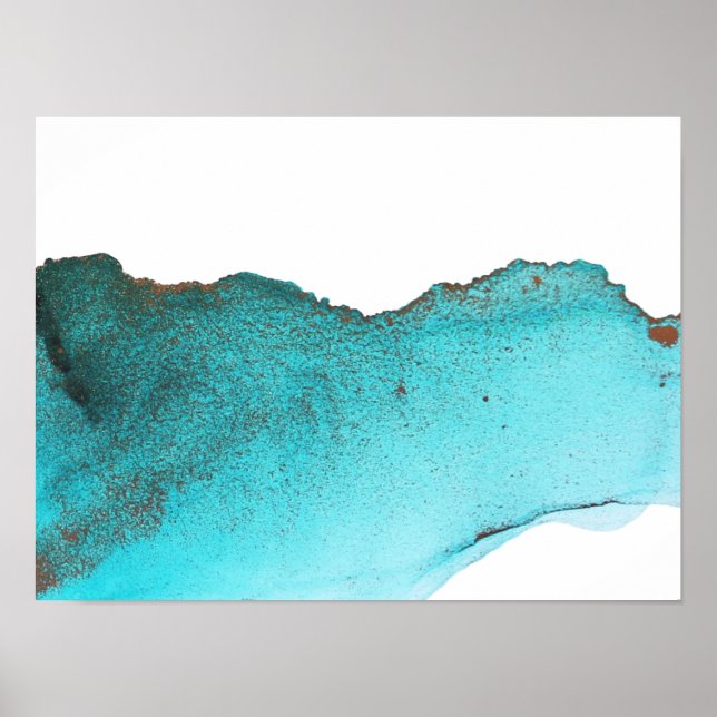 Abstract Turquoise Green Gold Alcohol Ink  Poster (Front)