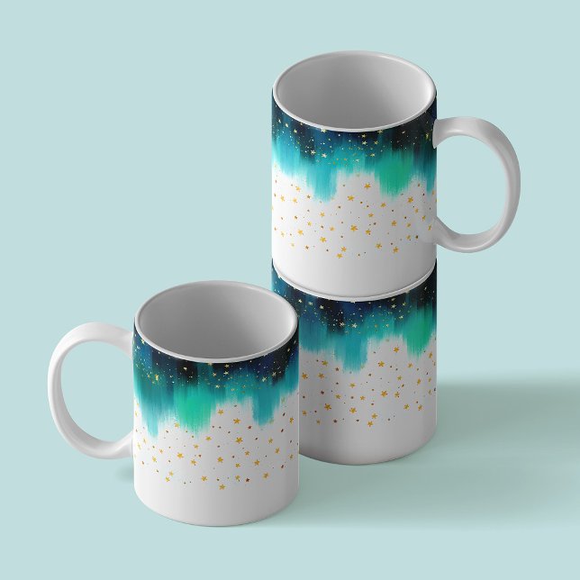 Abstract turquoise hand-painted stars Coffee Mug (Creator Uploaded)