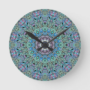 Abstract Turquoise Mandala Round Clock