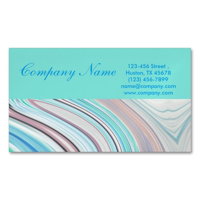 abstract turquoise mint watercolor salon SPA Magnetic Business Card (Front)