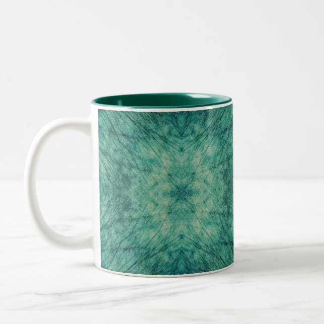 Abstract turquoise ocean reflection Two-Tone coffee mug (Left)